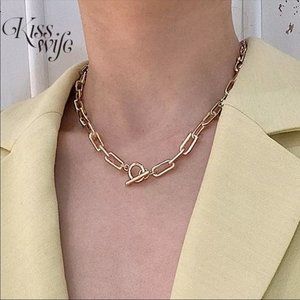 Nice gold color hip hop classic OT buckle necklace